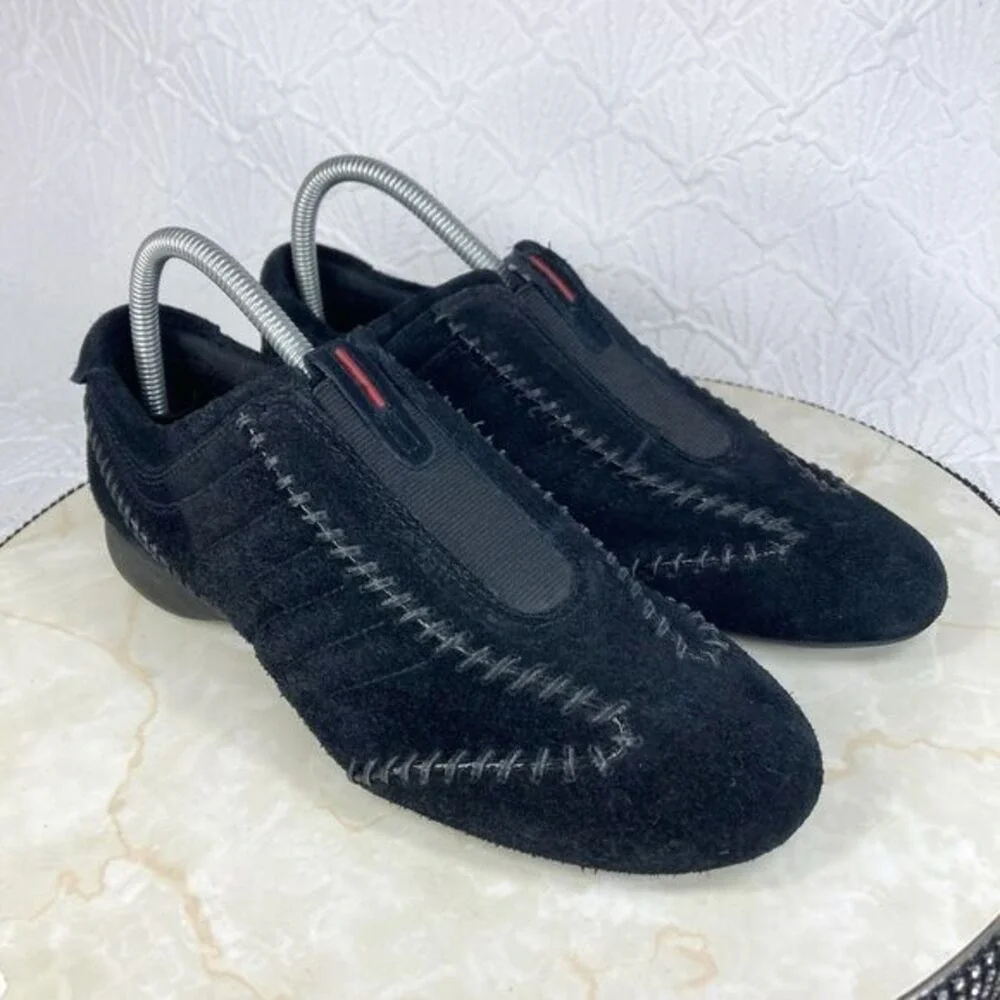Timberland Whipstitch Suede Slip On Sneakers Women 8.5 Black Low Top Comfy Shoes